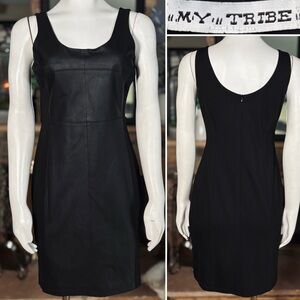 My Tribe Little Black Dress w/ Real Leather Front Panel, Sz M & L, New w/ Tags!
